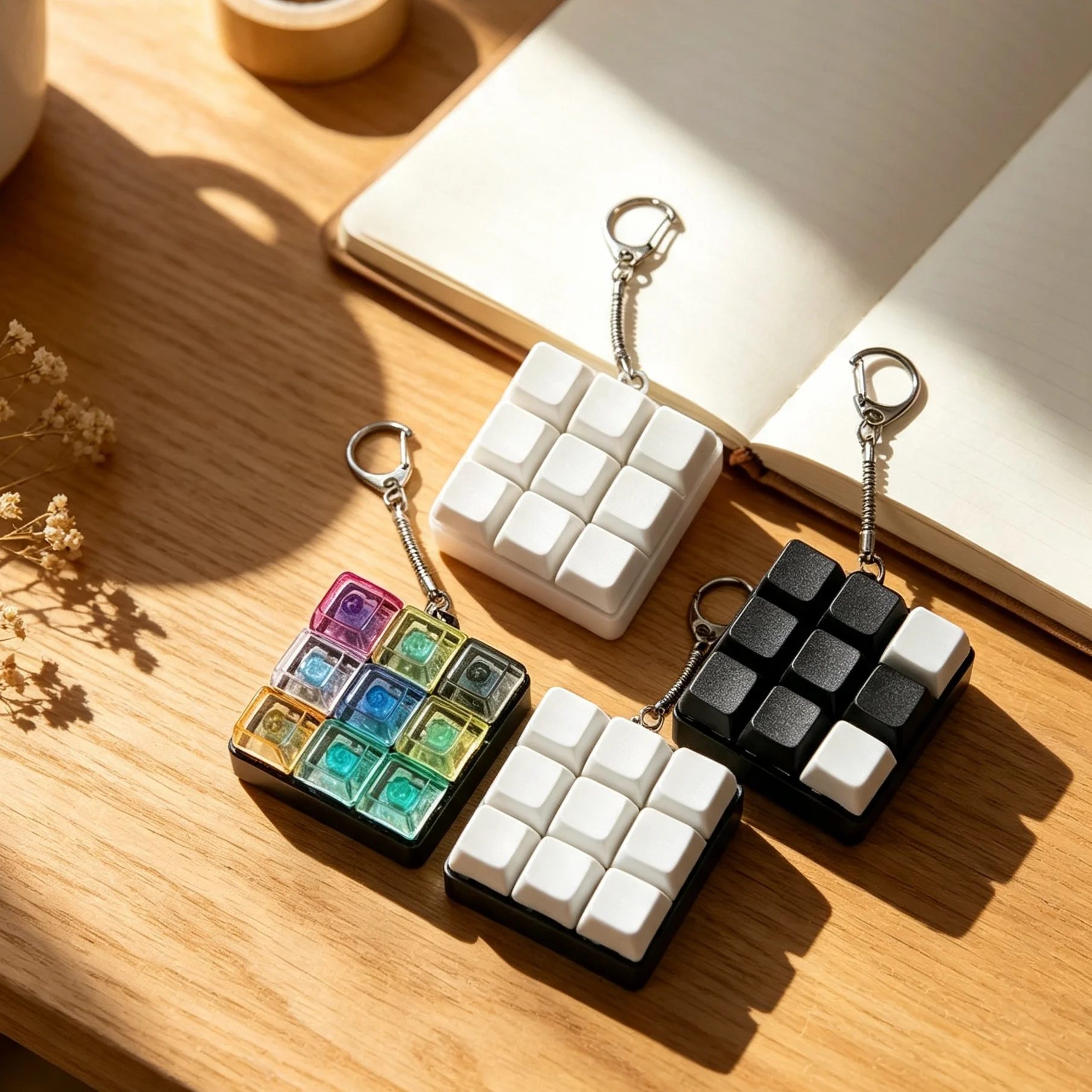 Button Keycap  Keychain 9 Keys Keyboard Decompression Toys DIY Keyboard Keychain Toys For Adult Gifts To Relief Pass Time