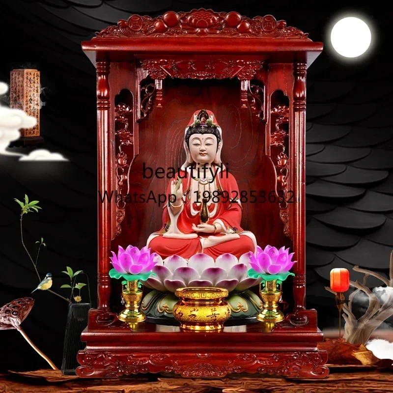 r5.13  Small Buddhist niche oering table Buddha statue oering table Household wall-mounted God of Wealth cabinet hanging