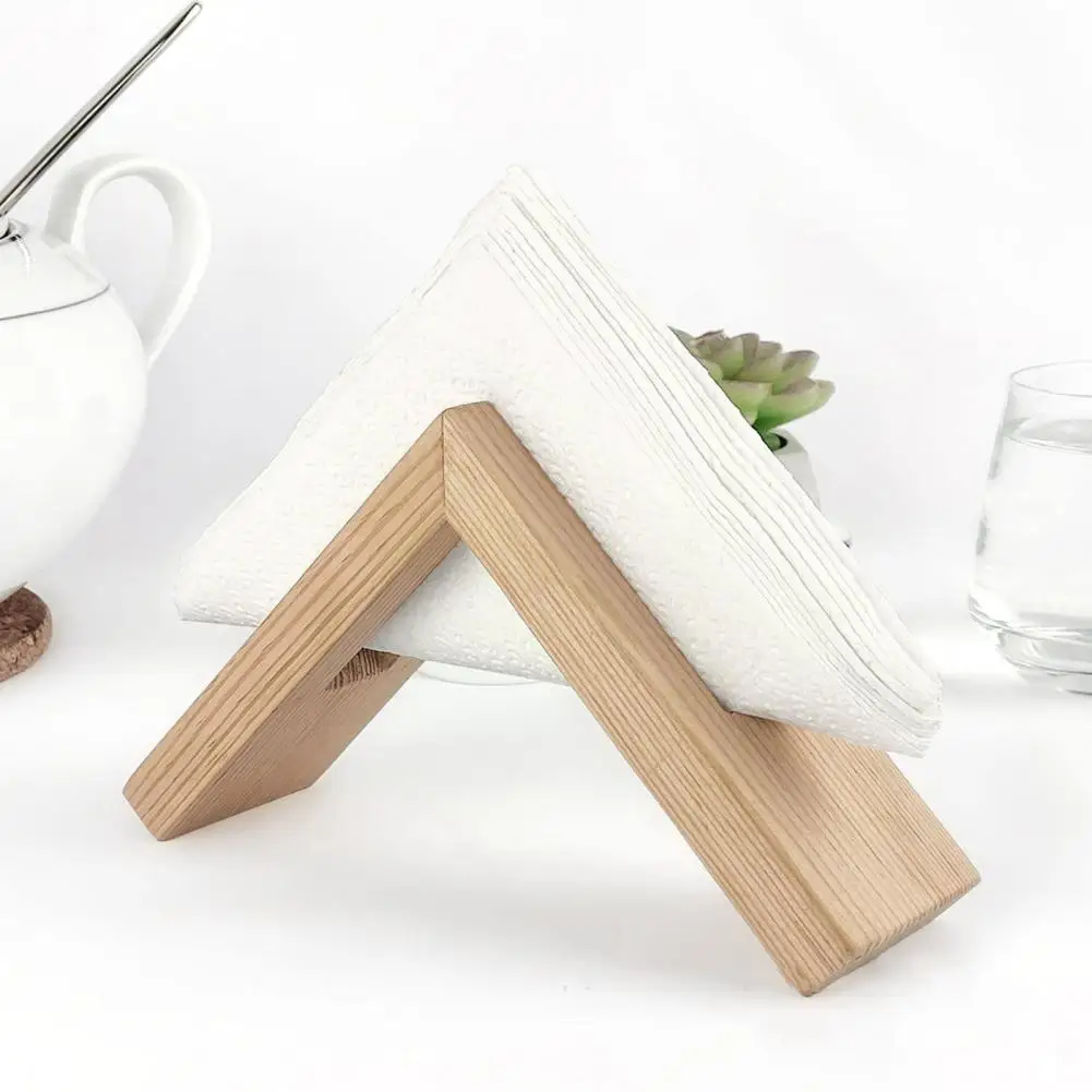 Triangular Napkin Holder Vertical Tissue Rack Smooth Edge Stable Construction Wooden Toilet Paper Dispenser Desktop Decor 냅킨걸이