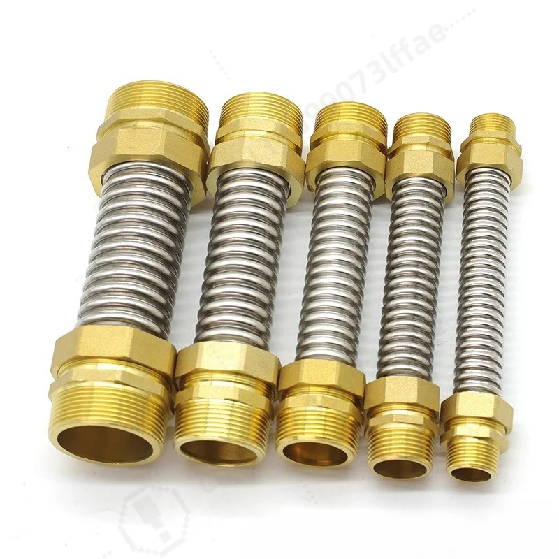 304 Stainless Steel Corrugated Pipe Brass Connector Explosion Proof Metal Water Hose Cold Hot Water Pipe for Air Conditioning