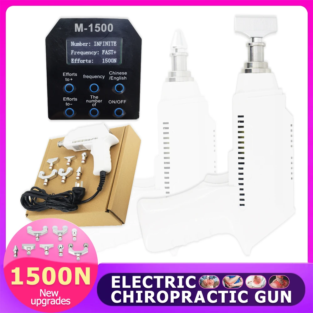 

New 1500N Electric Chiropractic Tool 6 Heads Intensity Adjustable Instrument Spine Correction Cervical Therapy Relax Massage