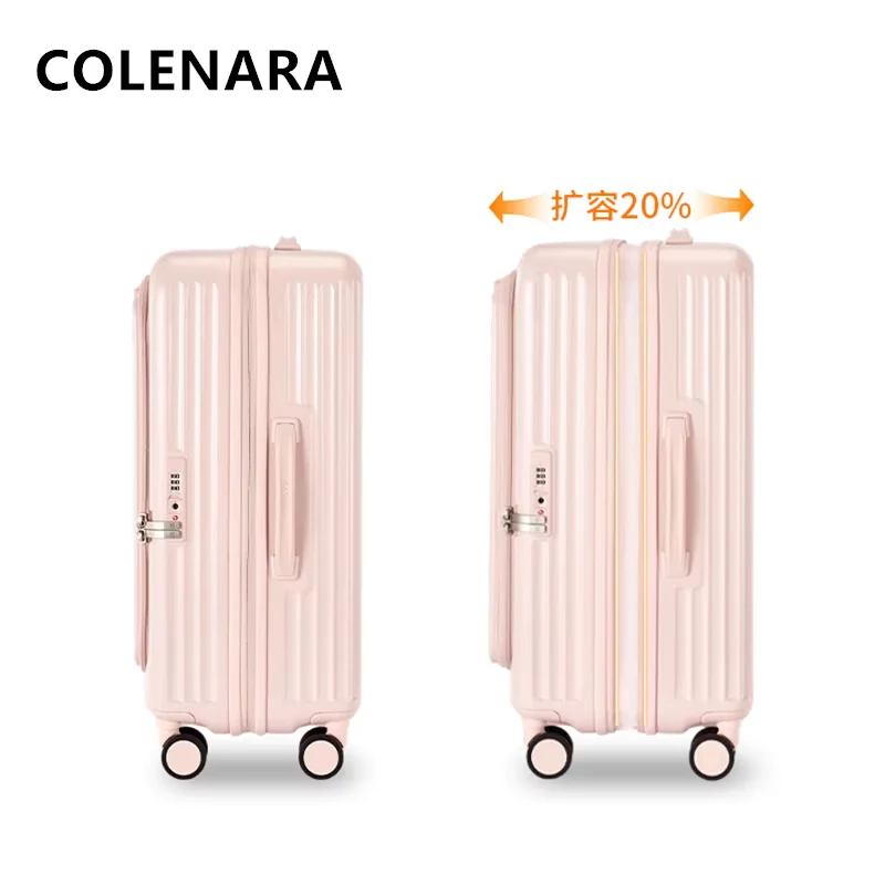 COLENARA المتداول حقيبة السيدات سعة كبيرة حقيبة تروللي بعجلات الجانب افتتاح الصعود صندوق 20 "22" 24 "26" 28 بوصة محمول الأمتعة #3