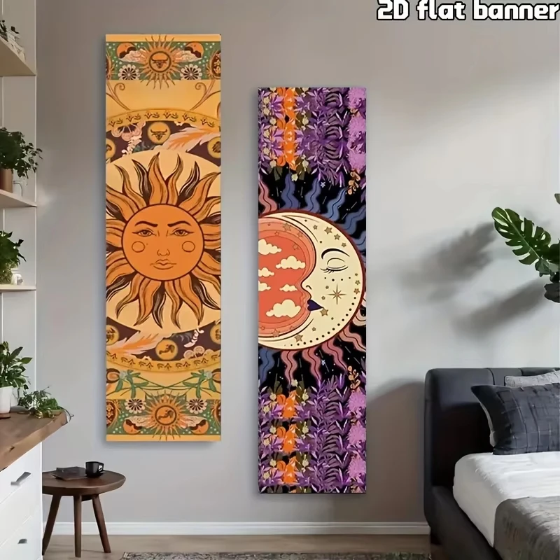 Sun Moon Tarot Vertical Large Tapestry, Boho Celestial Large Wall Tapestry, Mystical Room Decoration Items for Bedroom