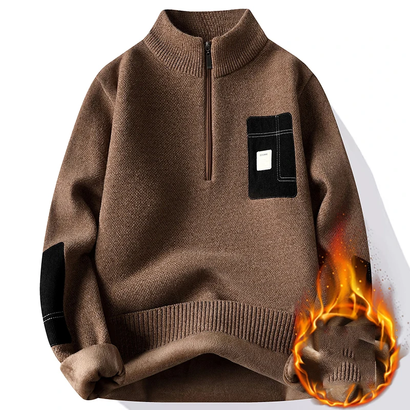 Men's Warm Knitted Sweater Winter Sweater Male Streetwear Pullovers Casual Thick Fashion Clothing Spring Autumn Men Clothing