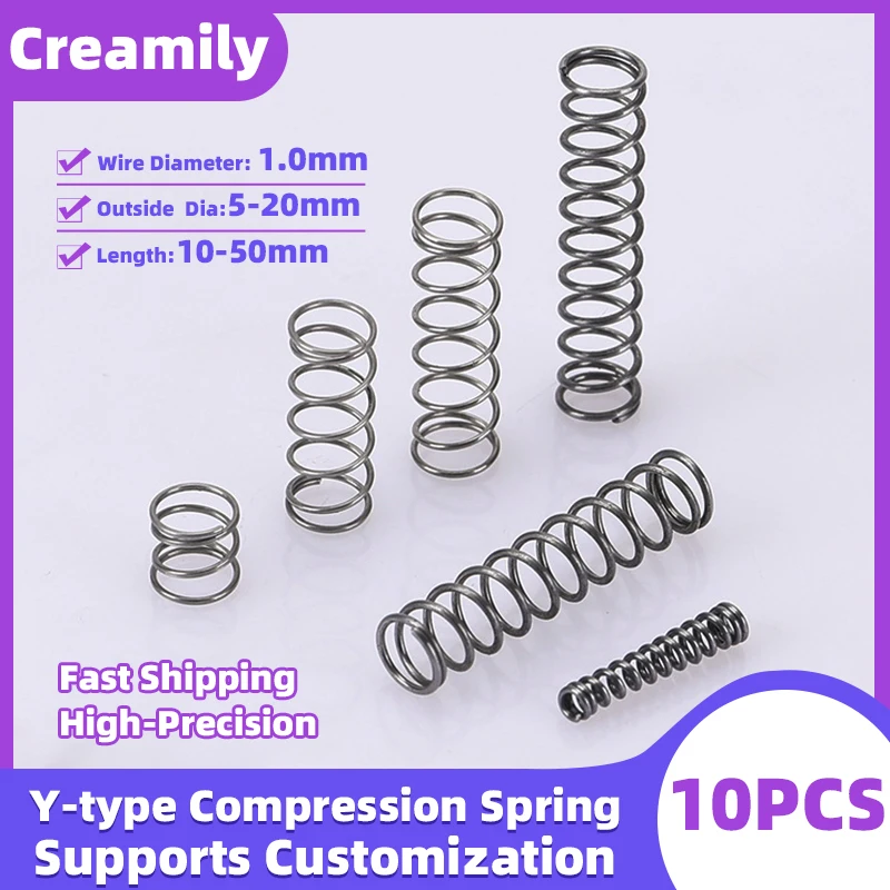 

Creamily 10PCS/Lot Micro Small Compression Spring Y-Type Rotor Return Springs Wire Diameter 1.0mm OD=5-20mm Length 5mm to 50mm