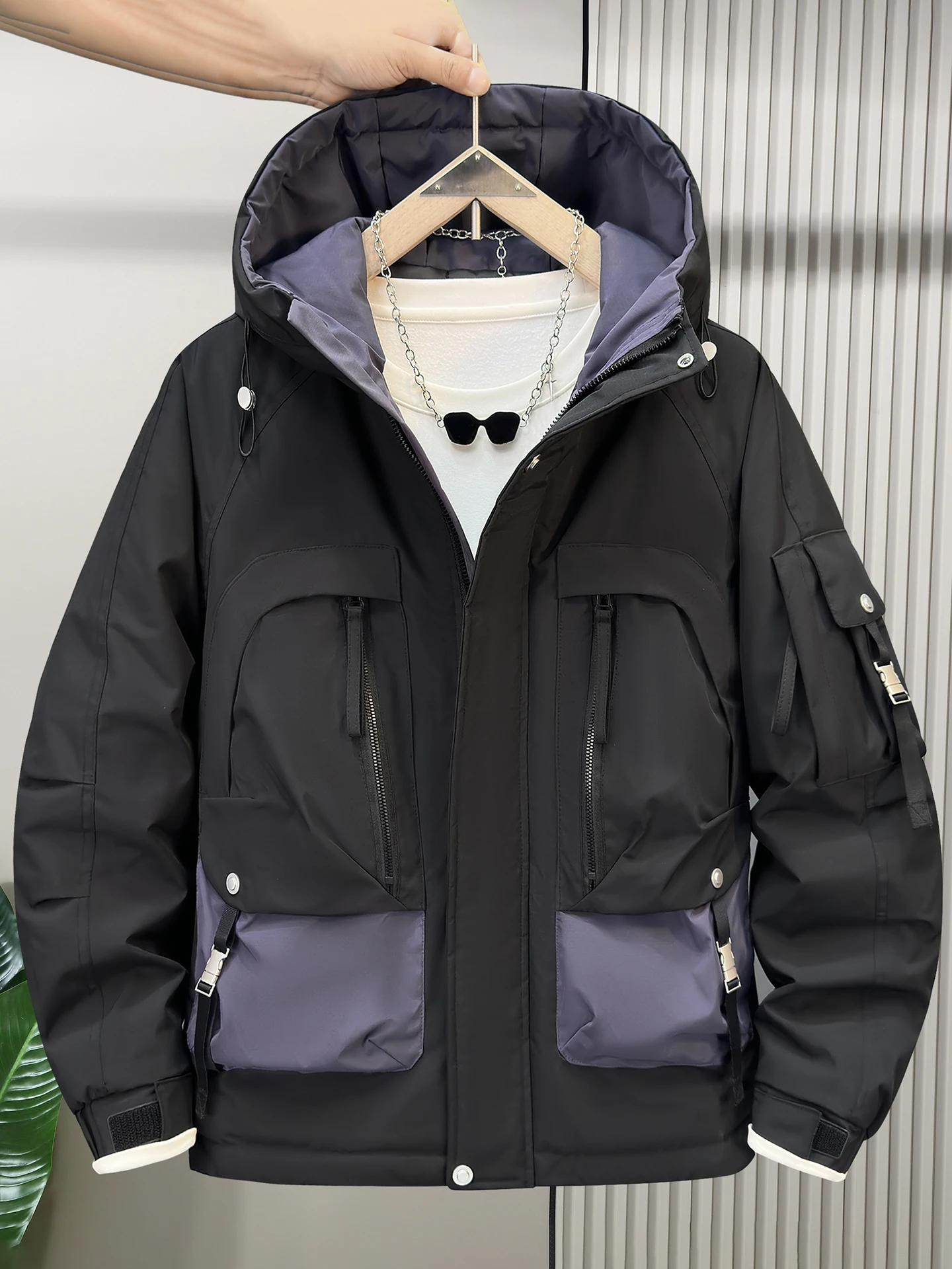 

plus Size Winter Thiened Jaet Men's Loose Workwear Windproof Cotton Coat Outerwear with Multiple kets Casual Camouflag...