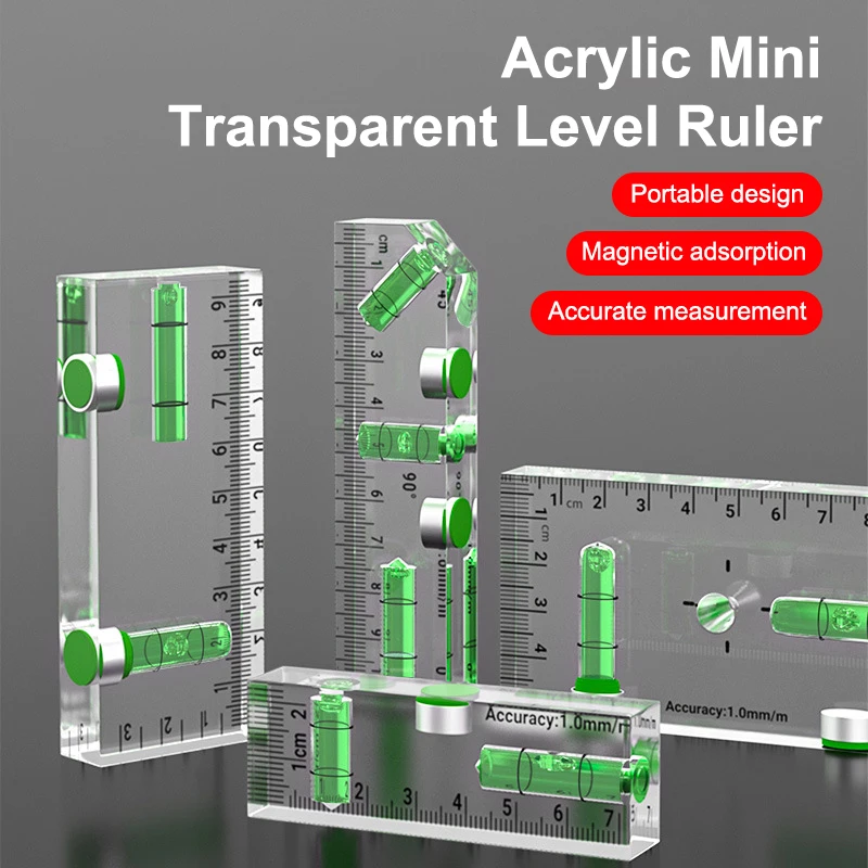 Ultra Precise Mini Acrylic Magnetic Level Protractor; Compact Bubble Level Tool for Superior Leveling Tasks