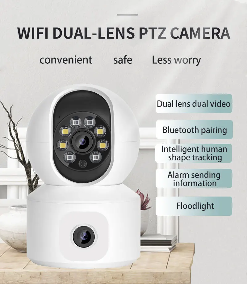 

2MP 1080P iCsee APP Dual Lens Bluetooth Pair Full Color PTZ IP Dome Camera AI Humanoid Home Security CCTV Intercom Baby Monitor