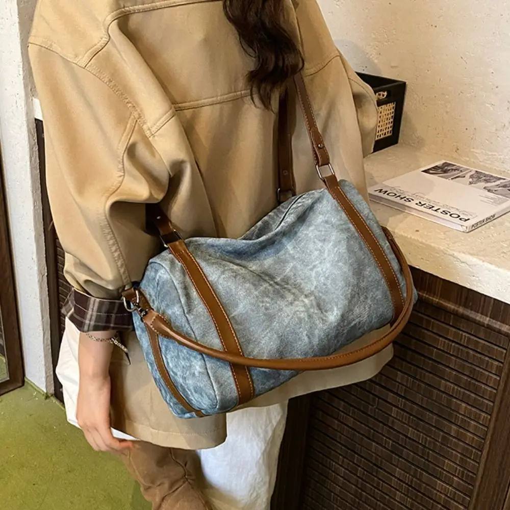

Fashion Korean Style Bowling Shoulder Bag PU Leather Elegant Boston Crossbody Bag Retro Vintage Pillow Handbag Streetwear