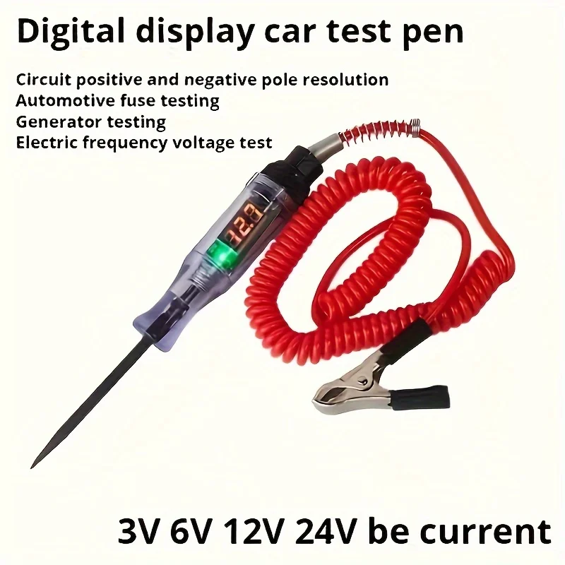 

6V 12V 24V Car Truck Voltage Circuit Tester Digital LED Probe Test Pen Auto Diagnostic Repair Tool with Measuring Function