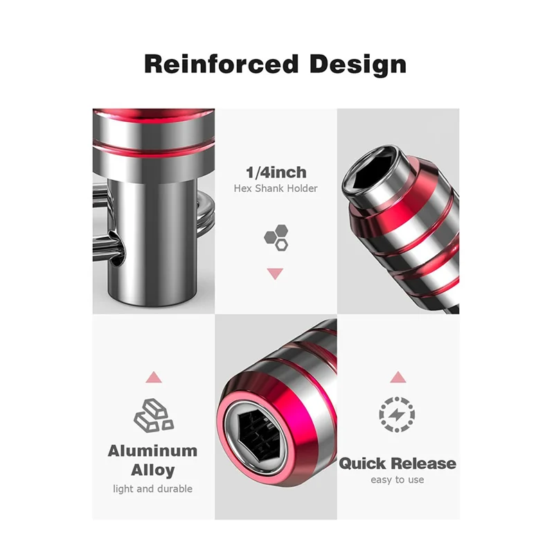 ตัวยึดบิตพวงกุญแจ5ชิ้น1/4ก้านหกเหลี่ยม Mata Bor พวงกุญแจรวดเร็วเปลี่ยนอะแดปเตอร์สกรูเจาะ