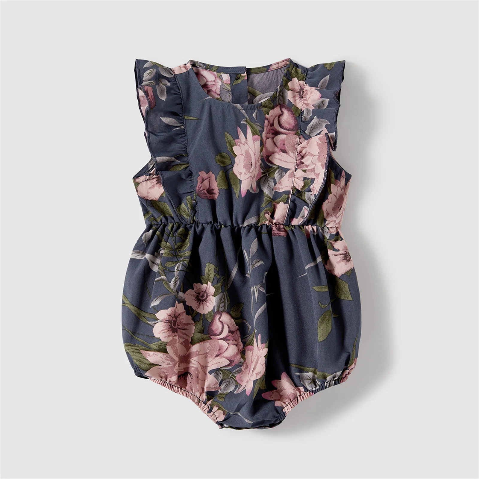 PatPat Family Matching Outfits Allover Floral Print Belted Cami Dresses and Short-sleeve Colorblock T-shirts Sets