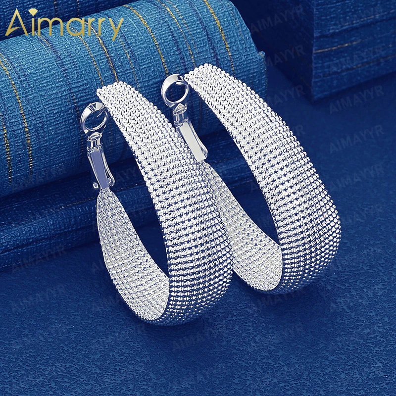 925 Sterling Silver 30mm Wide Edition Large Ring Earrings for Women's Parties Banquets Weddings High-quality Fashion Jewelry