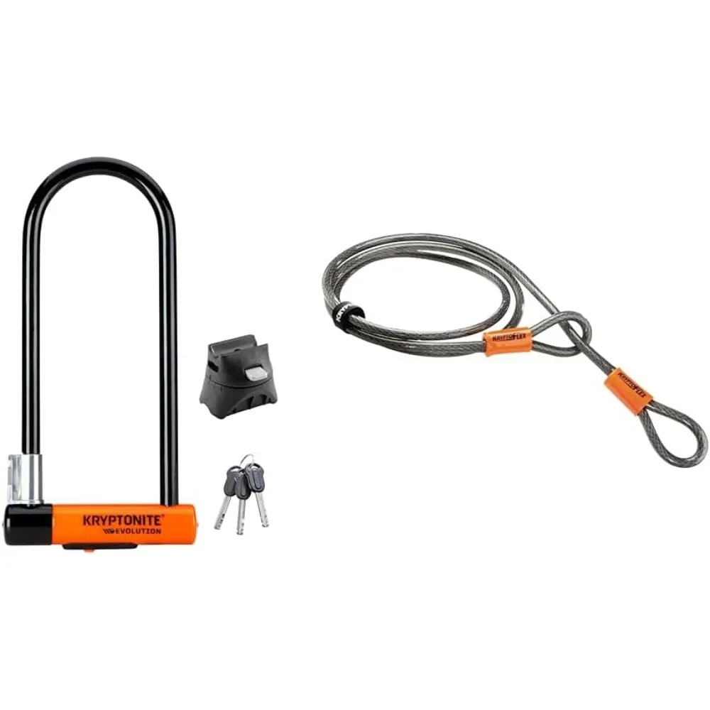 Lightweight Long-Stem U-Lock and Flexible Security Cable Bike Lock Set