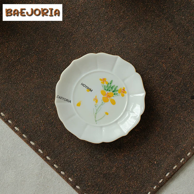 

Расписанные вручную маленькие подставки под чашки с желтыми цветами, креативные коврики для кофейных чашек, подставки-салфетки от ожогов, держатели для чашек, изделия для чаепития