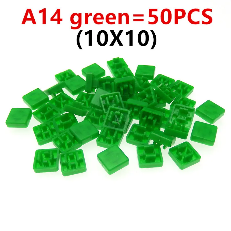 50pcs A14 10X10 short square foot switch button cap matching 12*12*7.3 switch Using switch cover button cap