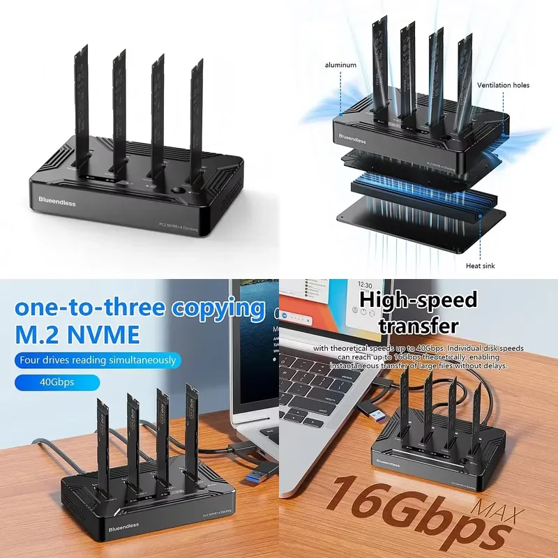 AP01 for External 4 Bay M.2 PCIE NVME SSD Enclosure With Offline Clone 40Gbps M.2 NVME Cloner Docking Station Clone