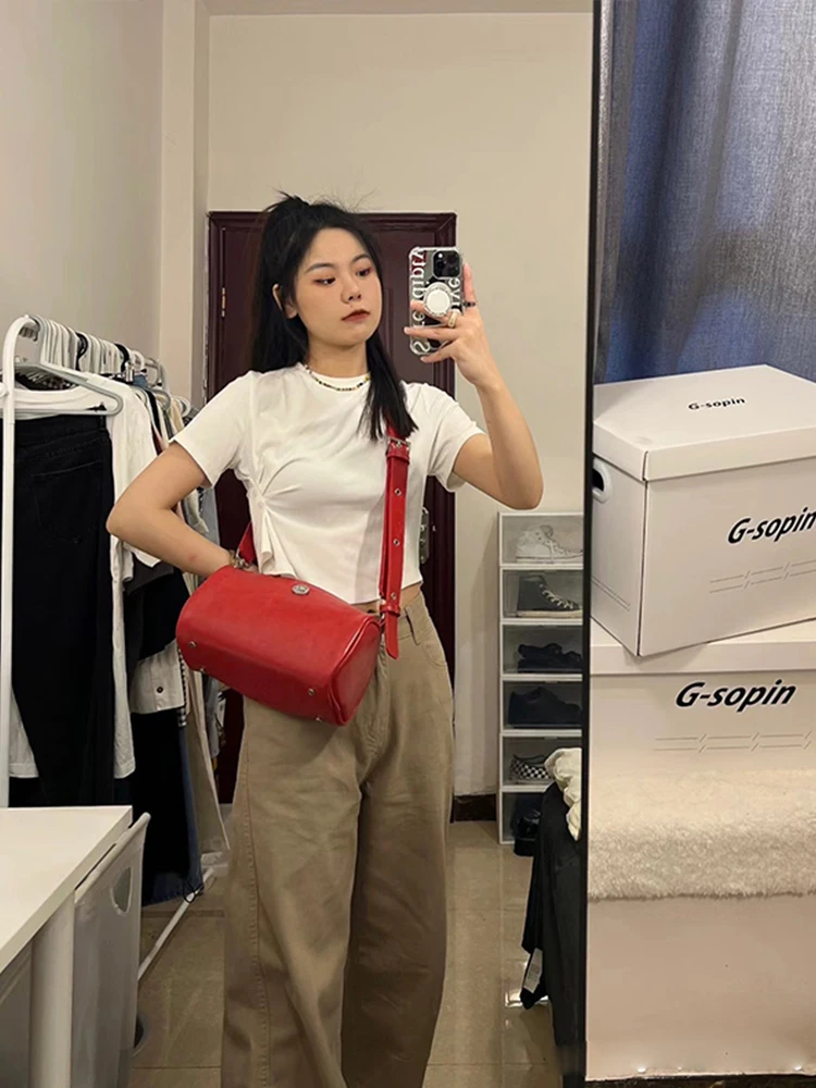 Jeans a vita alta a gamba dritta kaki Pantaloni lunghi dimagranti larghi vintage di piccole dimensioni da donna Pantaloni lunghi fino al pavimento alla moda