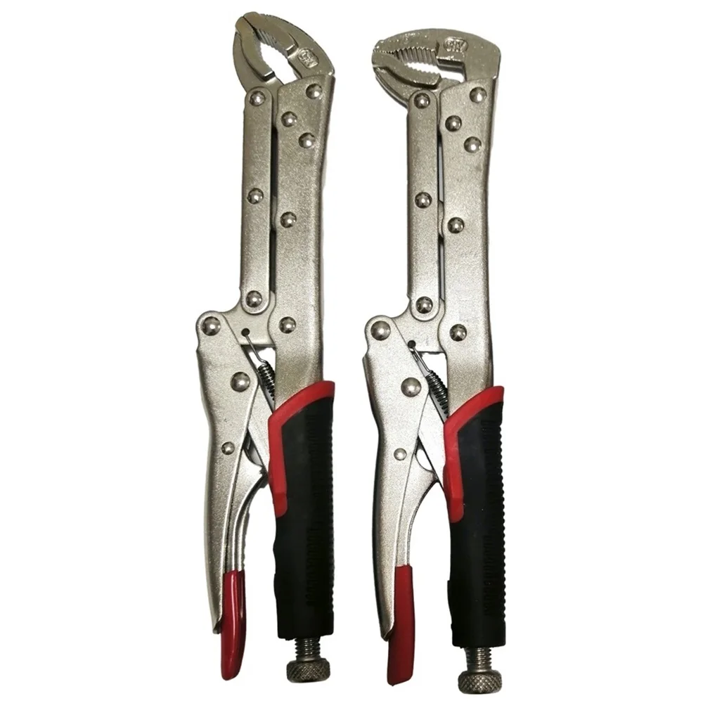 2Pcs 12 Inch Extra Long Reach Vise-Grip TPR Handle Locking Pliers 45 and 80 Degree Hand To Reach Vehicle Repair Tools