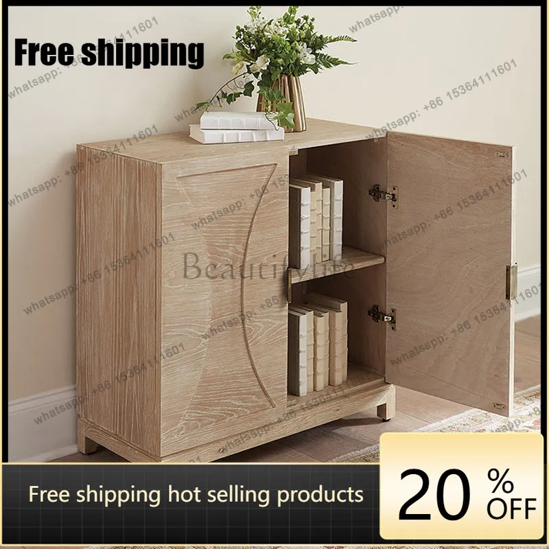 LD American solid wood small apartment bedroom locker living room storage retro side cabinet
