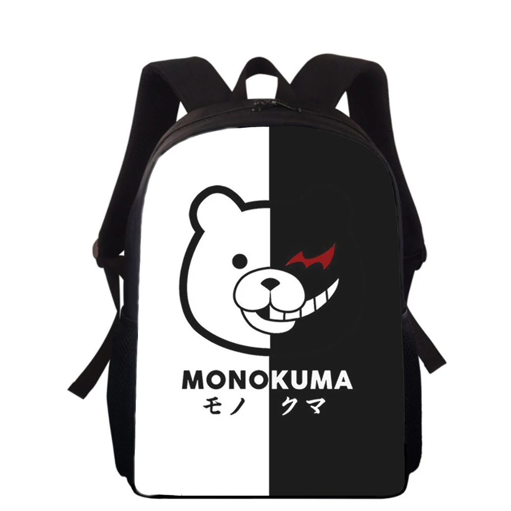 Danganronpa Monokuma anime 15 ”nadruk 3D plecak dla dzieci torby szkolne dla chłopców podstawowych dziewcząt plecak uczniów torby na książki szkoły