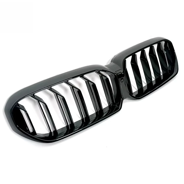 شبكة خاصة من مادة ABS مزدوجة الشريحة لسيارة BMW 5 Series G30 G38 LCI 2021-شواية المصد الأمامي باللون الأسود اللامع