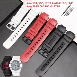 for Casio G-Shock AW-591/590/5230/282B AWG-M100/M101 G-7700/7710 Sport Diving Watch Bracelet Wrist Belt Silicone Watch Strap