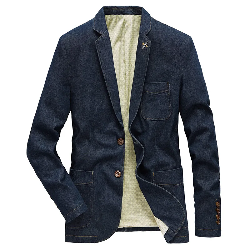 Autumn Spring Fashion Male Clothes Slim Fit Business Jean Coats Men Casual Suits M-4XL Denim Blazer Men Jacket Cotton  MY189