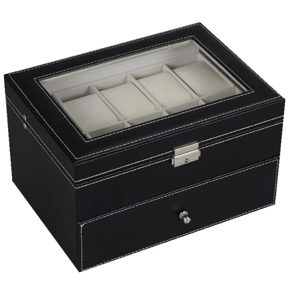 Professional 20 Grids Watch Box Storage Holder Double Layers PU Leather Watches Case Organizer Box Jewelry Display Storage Case