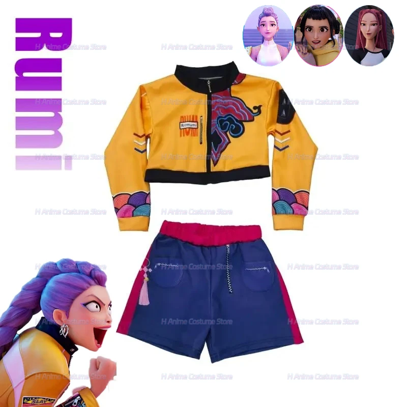 

2025 New Movie K-Pop Mira Rumi Zoey Demon Hunters Cosplay Costume for Girl Halloween Stage 3D Printed Pattern Role Play Clothes