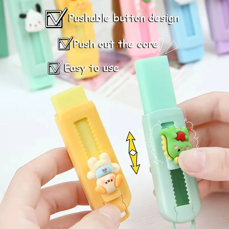 1Pcs Kreative Push-pull Cartoon Radiergummi Macaron Farbige Radiergummi Teleskop Kawaii kinder Bleistift Radiergummi Student Schreibwaren