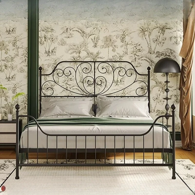 French retro wrought iron bed single double bed household frame bedroom black  girl European princess