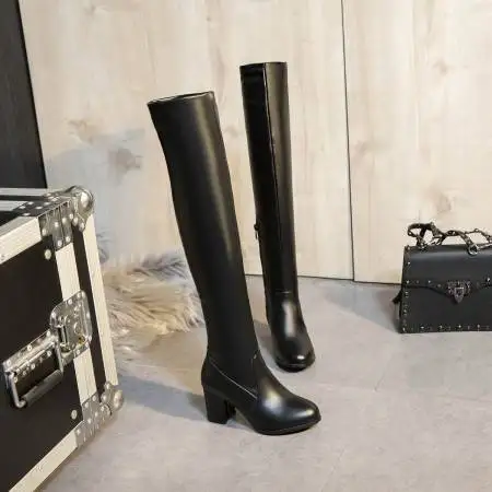 Sexy SlimThigh Boots Women Thick Heel Stretc Long Boots High Heel Over The Knee Boots Slip on Ladies Boot Shoes Big Size 42 43