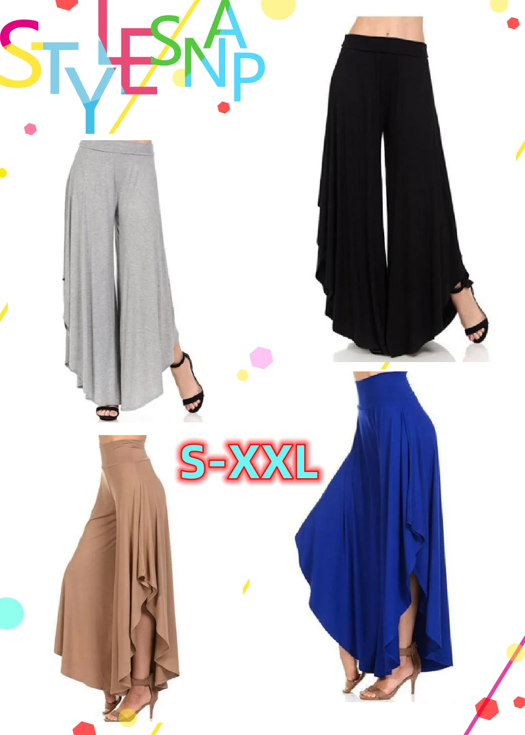 Elegant Vintage Ruffles Wide Leg Pants Women High Waist Pleated Long Pants Femme Casual Loose Streetwear Belly Dance Trousers