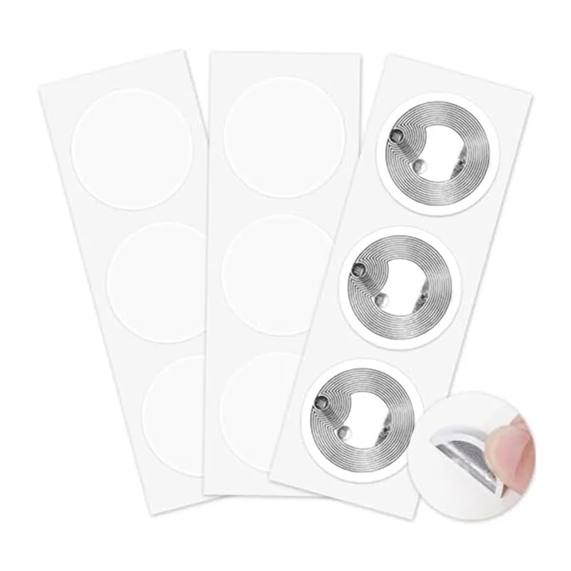 60Pcs NFC Stickers NFC Tag Chip Rewritable NFC Tag Compatible NFC Enabled Mobile Devices White