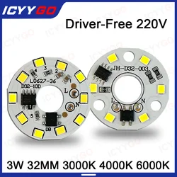 LED 전구 SMD 빛 SMD 보드 라운드 모듈 광원 크리켓 전구 빛 AC 220V LED 통 칩 스포트라이트 더블 컬러 32MM