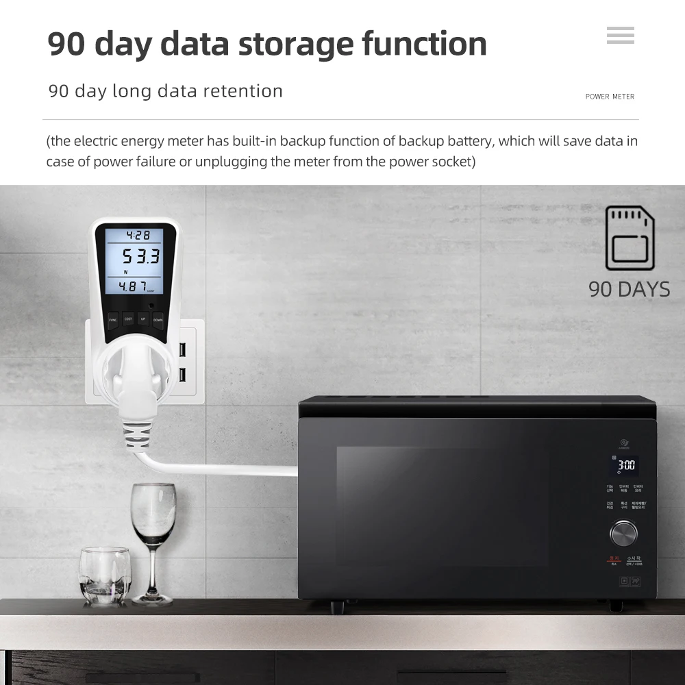 デジタル電力計 ソケット AC電力計 電力消費量計 Kwh ワットモニター EU BR FR AU US UK IT THプラグ