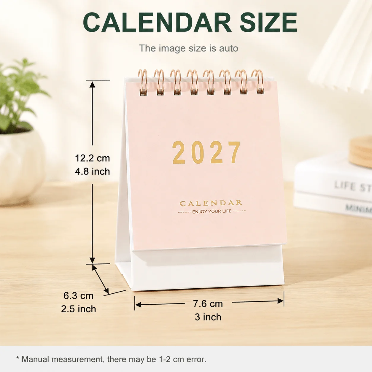 18 Months Mini Desk Flip Calendar 2026 July-2027 December Macaron Solid Color Gold Foil Spiral Monthly Planner Desk Stationery