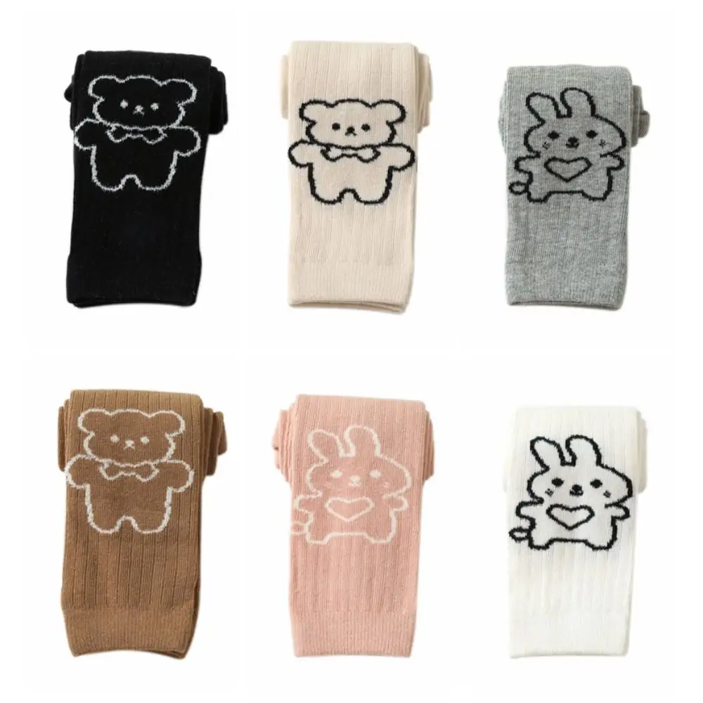 

Cotton Children's Cropped Pants Cartoon Bear Keep Warm Leggings Trousers Elastic Waist Kids Skinny Pants Spring Autumn