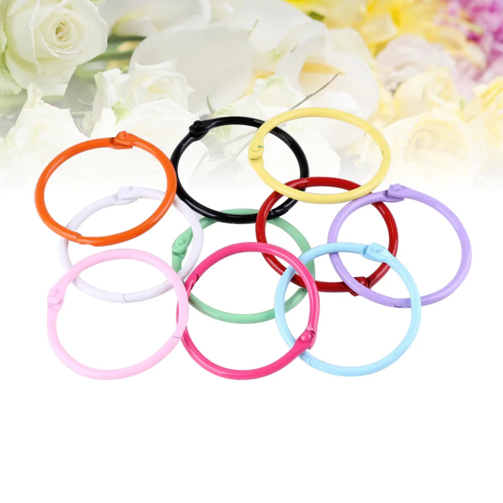 24 stuks metalen losse bladringen kleurrijke sleutelhanger voor scrapbooking fotoclips memo-archivering diverse kleuren