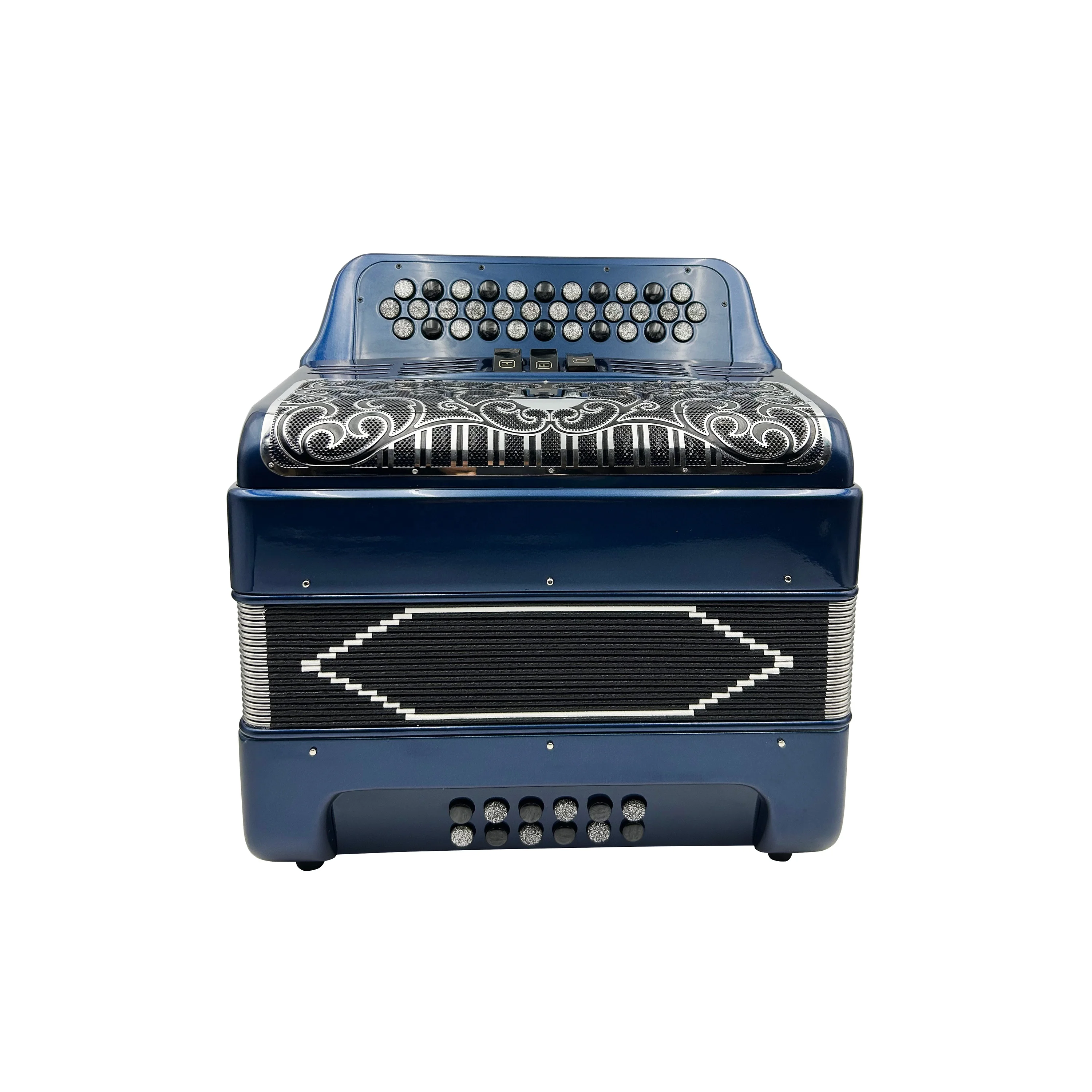 

Темно-синий аккордеон JB3412C, 34 кнопки, 12 басов, 3 регистратора, черные серебряные кнопки и диатонический аккордеон гриля