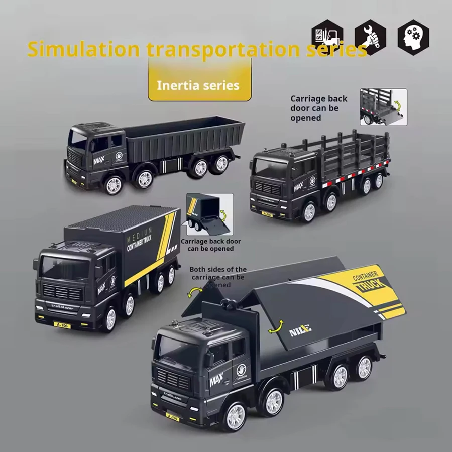1 قطعة/محاكاة حاوية نقل شاحنة شحن مركبة الأطفال أطفال التراجع نموذج سيارة ألعاب تعليمية لصبي لعبة هدية #1