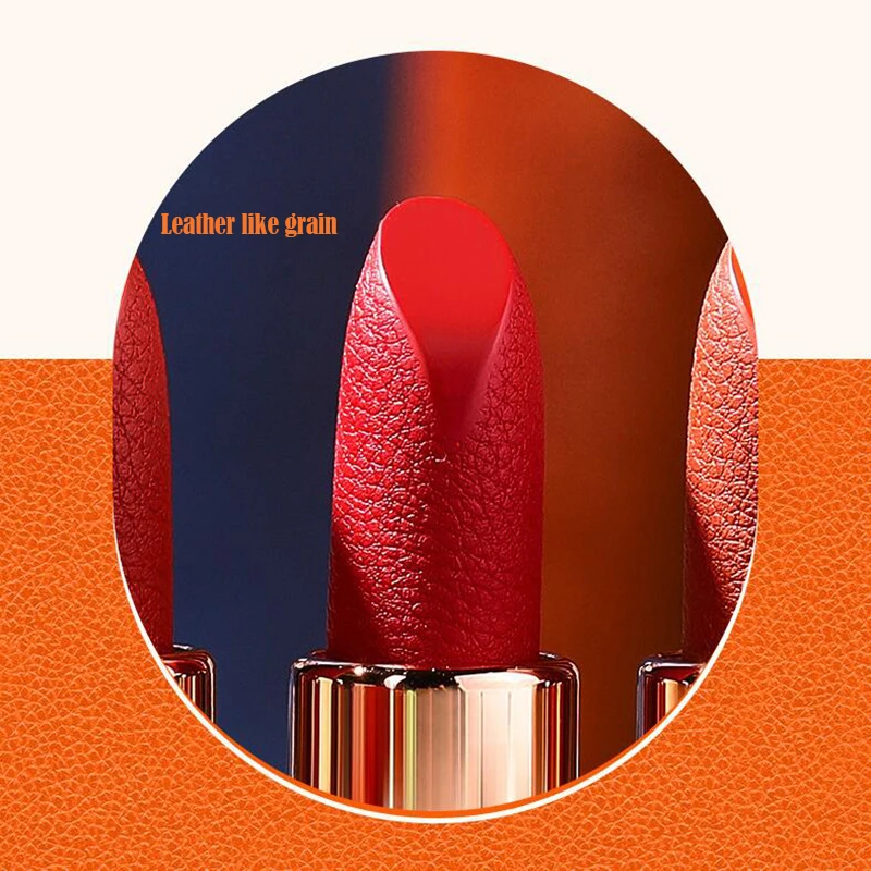 Velvet Matte Lipstick 3 color Non stick Cup Long Lasting Leather Bag Lip Balm Gift Case