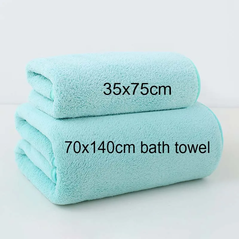 Coral Fleece Thickened Towel and Bath Towel Set, Solid Color, Soft and Absorbent, Suitable for Home Gym Face Washing Towels