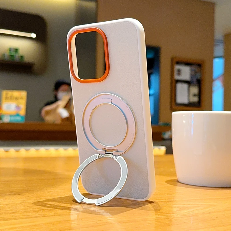 لهاتف OPPO Reno 15 Pro، حافظة Reno 15 ELVEV جلد PU فاخر مغناطيسي مضاد للسقوط مع حامل حلقي قابل للدوران غطاء هاتف