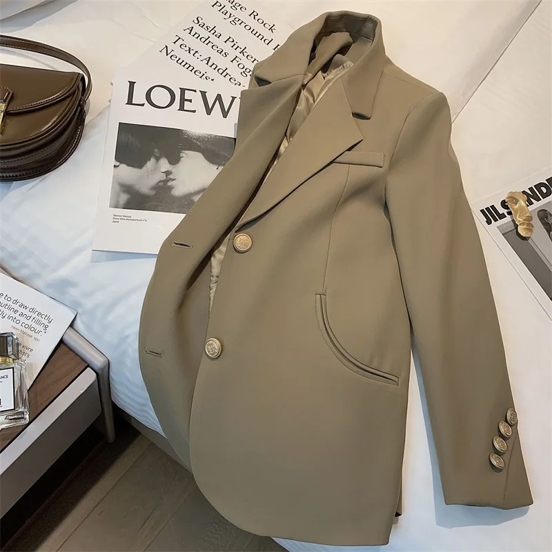 Khaki Women Suit 1 Piece Blazer Female Spring Office Lady Business Work Wear Jacket Girl Formal Casual Elegant Coat Prom Dress