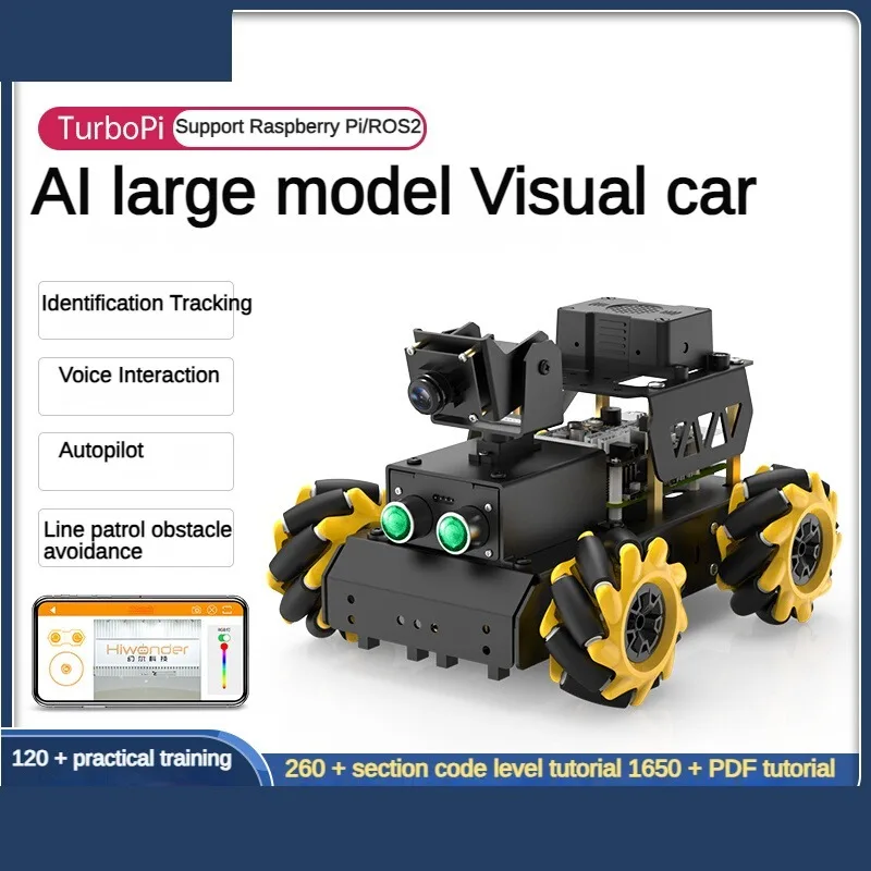 

TurboPi ROS2 Robot Car Mecanum Wheels AI Vision Tracking Integrated AI Model For ChatGPT Voice Interaction For Raspberry Pi 5