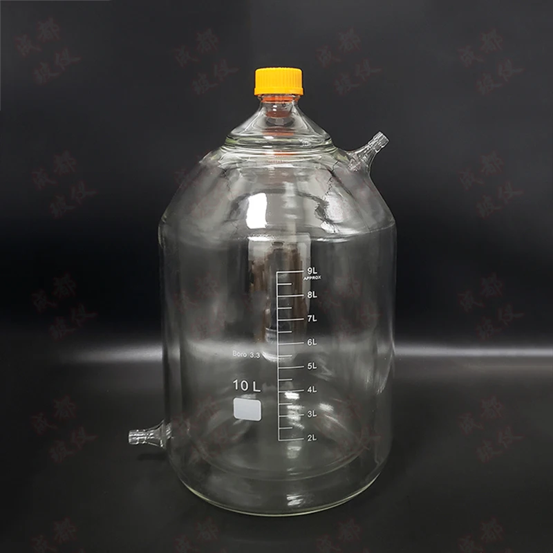 Matraz de fondo plano cilíndrico de un solo cuello de dos pisos, capacidad 100 ml, GL45 mm, botella de reactor con camisa mezzanino, botella de reactivo