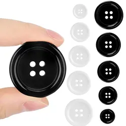 100pcs Resin Sewing Buttons Eco-Friendly 4-Hole Round Mixed Buttons for DIY Sewing Supplies Clothing Accessories (Black & White)