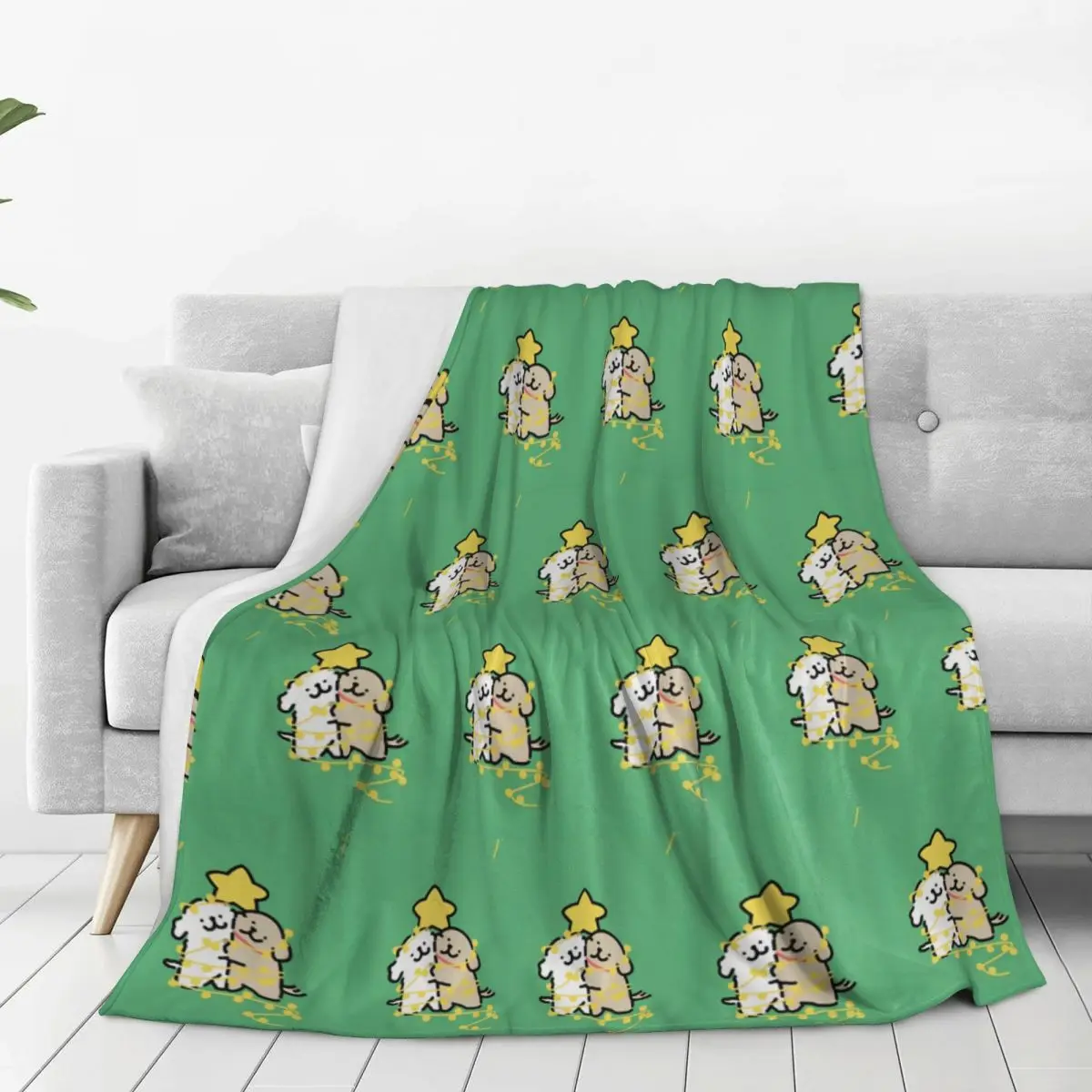 Soft Blanket Decorative Ins Korea Line Puppy Kawaii Cartoon Throw Blanket Flannel Bedspread For Bedroom Novelty Sofa Bed Cover